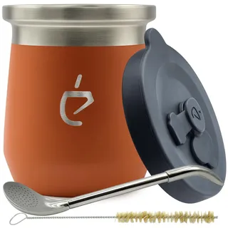 Yerba Mate Set Un Mate Thermolid DualFlow PRO Sakura Pink – Isolier-Matebecher 230 ml, Bombilla PRO, Reinigungsbürste, 100% Auslaufsicherer Deckel (Rosa)