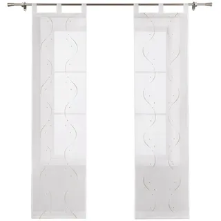 Joyswahl Schiebegardine (2 St), Schlaufen, transparent, Voile Flächenvorhänge, Bestickt, Schiebevorhang Wohnzimmer beige 57 cm x 145 cm