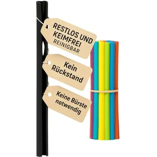 TwistStraw Mehrweg-Trinkhalm, Platin-Silikon, Made in Germany, BPA-frei, Spülmaschinengeeignet, Einteilig (Rot, Lang & Breit (Dick, 19 cm, Ø 12 mm))