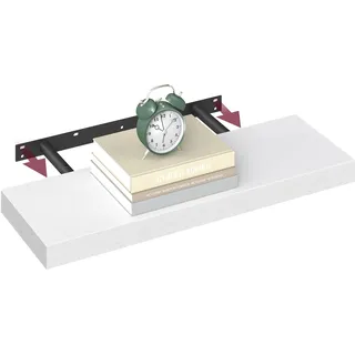 VASAGLE Wandregal, Schweberegal, Regalbrett, 60 x 20 x 3,8 cm | Wandboard für Deko, Regal für Wohnzimmer, Arbeitszimmer, Küche, Schneeweiß, CUSTOS Kollektion LWS026WE01