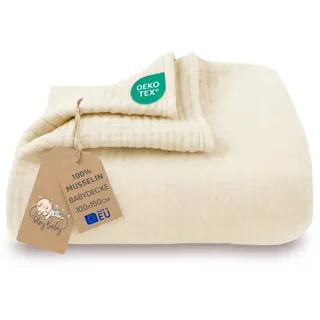 Totsy Baby Babydecke Musselin Decke Baumwolle Kuscheldecke Pucktuch Kinder, Totsy Baby beige|braun 100 cm x 150 cm