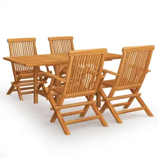 Helloshop26 - Gartenmöbelset Outdoor-Möbel 5-teilig Massivholz Teak 02_0016576