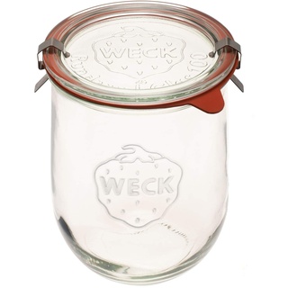 Weck Tulpenglas - Sauerteig-Startergläser - Großes Glas für Sauerteig - 1 x WECK 745 Klares Starterglas mit Glasdeckel und breiter Öffnung - Weckglas 1 Liter inkl. Deckel