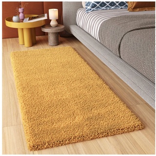 Hochflor-Läufer ESSENCE, Tapiso, rechteckig, Höhe: 40 mm, Wohnzimmer, Schlafzimmer, Shaggy gelb 120 cm x 150 cm x 40 mm