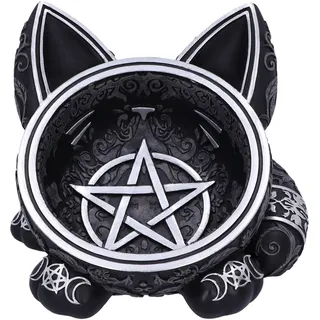 Nemesis Now Magisches Tablett mit schwarzer Katze, 16 cm, Harz, Schwarze Katze, magische Schmuckschale, Gothic-Dekor, gegossen aus feinstem Harz, fachmännisch handbemalt