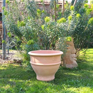 handgefertigtes Terracotta Pflanzgefäß, frostfester Pflanzkübel Buxus 40