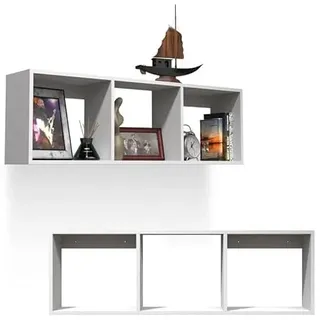 INTEGRI Bücherregal - Wandregal - Hängeregal - Schweberegal - Würfelregal 110x35x20 cm Regal schmal - Deko Wohnzimmer - Regal Weiß - Pflanzenregal - Flur Möbel - Wandschrank