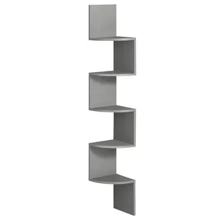 VASAGLE Eckregal, 1-tlg., Wandregal, Bücherregal mit 5 Ablagen, Höhe 126cm grau