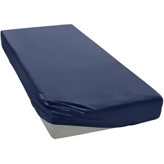 ELEGANTE Spannbettlaken Softes Mako-Jersey 140 x 200 - 160 x 220 cm marine
