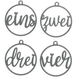 Adventskranz Anhänger Zahlen Rund 1-4 Silber