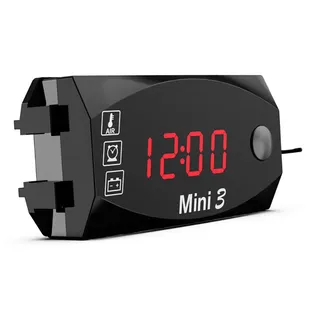 ZDETGU 3-in-1-Motorrad-Messgerät, LED-Digital-Zeituhr-Thermometer, Spannungs-Voltmeter, Auto-Marine-Boot-Motorrad-modifiziertes Instrument (Rot)