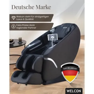 WELCON Massagesessel WELCON Maxxcare 4D Massagesessel mit Wärme & Fußmassage, Extrabreite Sitzfläche 54 cm grau|schwarz