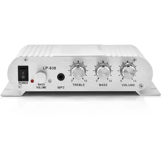 Mini 2.1 Stereo-hifi-verstärker Mit Bass Für Auto Und Zuhause, Silberner Digitalverstärker
