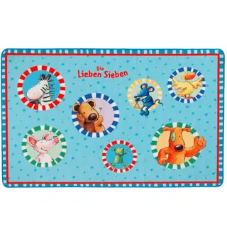 DIE LIEBEN SIEBEN Kinderteppich 100 x 160 cm Blau/Mehrfarbig