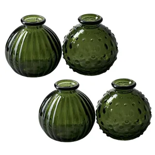 Glasvase Jive, Vase dunkelgrün, H: 8,5 cm (4er Set) - kleine Vasen, Blumenvase, Tischdekoration, Deko Hochzeit