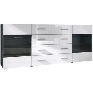 Vladon Carlos 166 x 72 x 35 cm Schwarz matt / Weiß Hochglanz