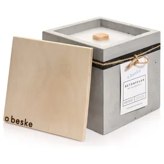 beske Outdoorkerze Betonfeuer® - Fuego mit Dauerdocht Kerzenfresser Tischfeuer (17x17x17), Wachsrecycling mit besonderem Ambiente und nachhaltigem Dauerdocht