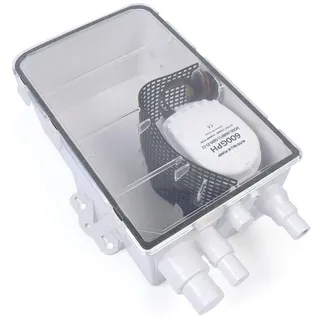 chennnls 600GPH Dusche Pumpensystem mit Schwimmerschalter, Einlässe Ablauf Kit System Duschsumpfpumpensystem Bilge 12V 750 GPH Multi Port Drain Box
