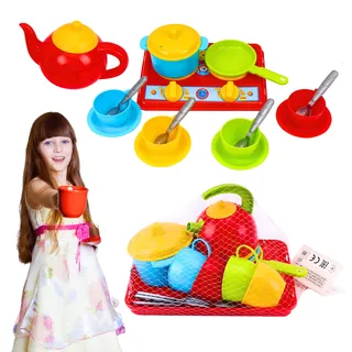 Kinderküche Teekanne Tassen Kuchen Kaffee Kräutertee