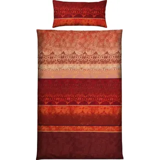 Erwin Müller Mako-Single-Jersey Ornamente rot 135 x 200 cm + 40 x 80 cm