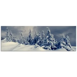 PANORAMA BILD in 150x50cm (Winterlandschaft Wald Tannen Fichten Schnee Bäume) TOP Bilder! Wandbild xxl günstig & modern ART PRINT Wandbilder Bilder EXKLUSIVES Fotowandbild auf Leinwand und Keilrahmen Bild Leinwandbild Fotodruck modern Zeitlos Stilvoll wie ein Gemälde Ausführung schöner Kunstdruck auf echter Leinwand als Wandbild mit Rahmen. Preiswerter als Ölbild Gemälde Foto Poster Plakat mit Bilderrahmen.