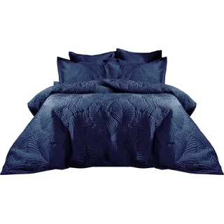 Paoletti - Gesteppt - Bettwäsche-Set "Palmeria", Samt RV2144 (Superking) (Marienblau)