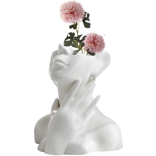 Keramik-Gesichtsvase, weibliche Form, künstlerischer Kopf, halber Körper, Büste Vase, Frauen Gesicht Pflanzgefäß, feministischer Minimalismus, dekorative moderne Blumenvase für Zuhause, Wohnzimmer,