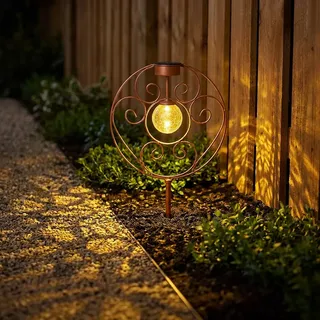 GLOBO Solarleuchte Glas Metall H 41 cm rostfarben 1x LED 0,06W