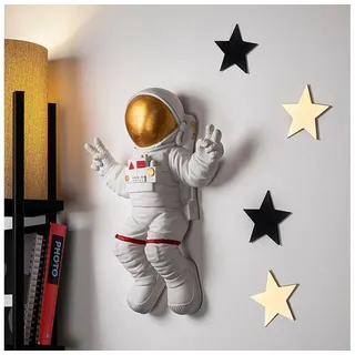 Wanddekoration 47x35 cm Astronaut golden - Weiß/Gold