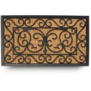 LifeChic Fußmatte Spider mit Kokosfasern, schmutzabweisender Teppich für den Eingang, rechteckig, 40 x 70 cm, Unterseite aus rutschfestem Gummi – eleganter Gitterdruck
