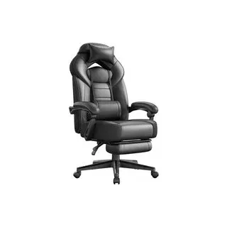 Gamingstuhl mit Fußstütze und Kopfstütze Schwarz