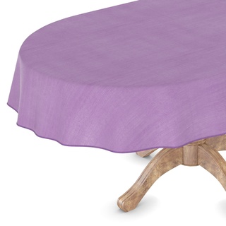 Wachstuchtischdecke Wachstuch Tischdecke abwaschbar Rechteck, rund, oval Premium Textileffekt Prägung Gartentischdecke Oval 140 x 260cm mit Saum Violett