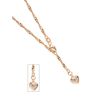 Fußkette JOBO "Fußkettchen Herz", rosa (roségoldfarben), Fußketten, Damen, Silber 925 (Sterlingsilber), 925 Silber roségold vergoldet Zirkonia 25 cm