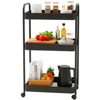 Relaxdays Rollwagen, 3 Ebenen Schwarz