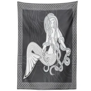 Abakuhaus Wandteppich Wohnzimmer Schlafzimmer Wandtuch Seidiges Satin Wandteppich, rechteckig, Meerjungfrau Retro Celtic Borders braun 150 cm x 200 cm