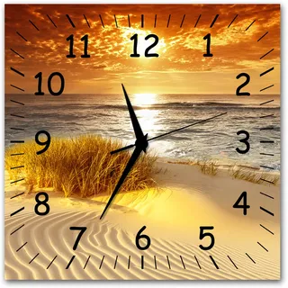 Bilder-Manufaktur BM Funk Quarz Wanduhr Funkwanduhr Funkwanduhren Funkuhr Funkuhren kein Ticken lautlos geräuschlos leise modern ohne Tickgeräusche groß XXL Wohnzimmer Küche Meer Strand 9273-1a SZ