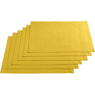 REDBEST Tischset, Platzset, Untersetzer Uni 6er-Pack Seattle, 100% Baumwolle - Robustes, glattes Gewebe, mit hochwertigem Kuvertsaum, gelb Größe 30x45 cm (weitere Farben)