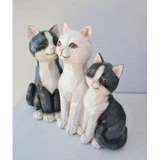 Generisch Figur Katzentrio 21,5 cm hoch Katzenfamilie Deko Katze braun oder schwarz-weiß Gartenfigur Gartendeko Dekoration Garten (schwarz-weiß)