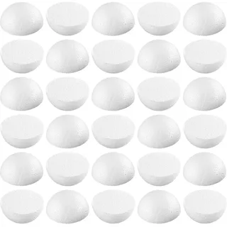 Halber Styroporkugeln 5 cm 30 Stück – Weiße halbe Bastelkugeln aus Styropor – Halbkugeln zum Bemalen, Bekleben und Dekorieren – Ideal für Weihnachtskugeln, Paillettentechnik und DIY Bastelprojekte
