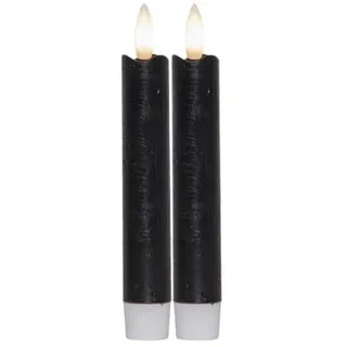 MARELIDA LED Stabkerzen Flamme Echtwachs 2er Set in schwarz - H: 15cm | Gr.: onesize