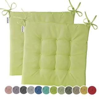 heimtexland 2er Pack Outdoor Stuhlkissen Sitzkissen wasserabweisend wetterfest Gartenkissen 40x40 gesteppt Gartenstuhl Gartenbank Polster Kissen UV-beständig Typ551 Apfelgrün