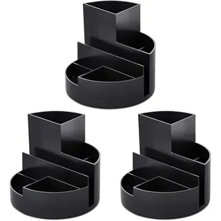MAUL Schreibtisch Organizer MAULrundbox Eco Ø14x12,5cm | Organizer aus 85% recyceltem Kunststoff mit 6 Fächern | Moderner Stiftehalter | Stifte Organizer für Büro und Schreibtisch | Schwarz