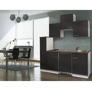 RESPEKTA Singleküche »KB180WS«, mit E-Geräten, Gesamtbreite: 180 cm - grau