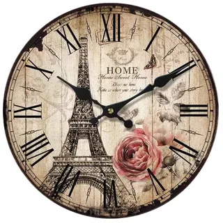 Wanduhr OTTO HOME "Eiffelturm I", bunt, B:34cm H:33,8cm T:4cm, Wanduhren, Wanduhr, römische Ziffern, 34 cm