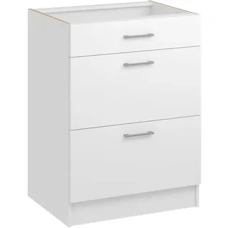 roe furniture Küchenunterschrank 60 cm Breite mit 3 Schubladen – Unterschrank 60×82×44 cm – Küchenschrank aus laminierter, melaminbeschichteter Spanplatte, freistehend