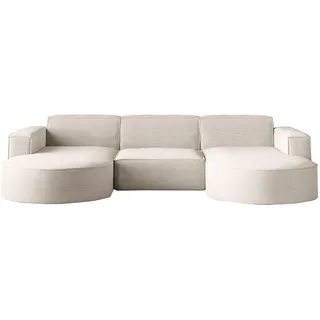 Kaiser Möbel Ecksofa Designer Modena U STUDIO stoff Dicker Cord Poso Beige