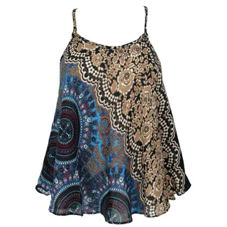 GURU SHOP Boho Trägertop, Sommertop, Damentop, Strandtop - Petrol - 40