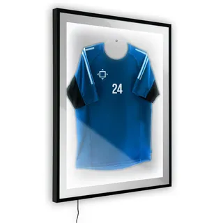 Bildershop-24 Objektrahmen Trikotrahmen aus Massivholz beleuchtet für Objekte bis 15mm VARIO36 3D inkl. LED-Leiste und Passepartout 29,7x42cm Schwarz matt (lackiert)