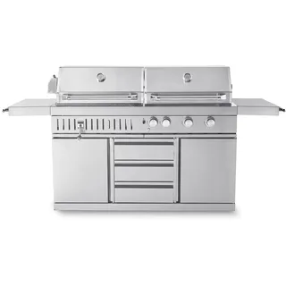 MyOutdoorKitchen Freistehender Gas- und Holzkohlegrill Stainless Collection