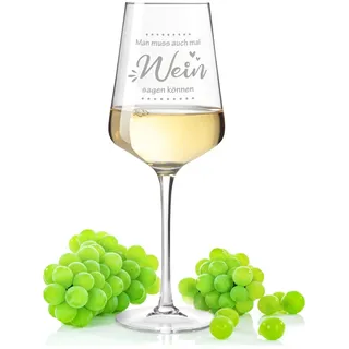 GRAVURZEILE Leonardo Weinglas mit Gravur - Man muss auch mal Wein sagen - Lustige Geschenke mit Spruch für Männer & Frauen - Geeignet für Rotwein, Weißwein & Aperol - Farbe: Puccini (ohne Name)